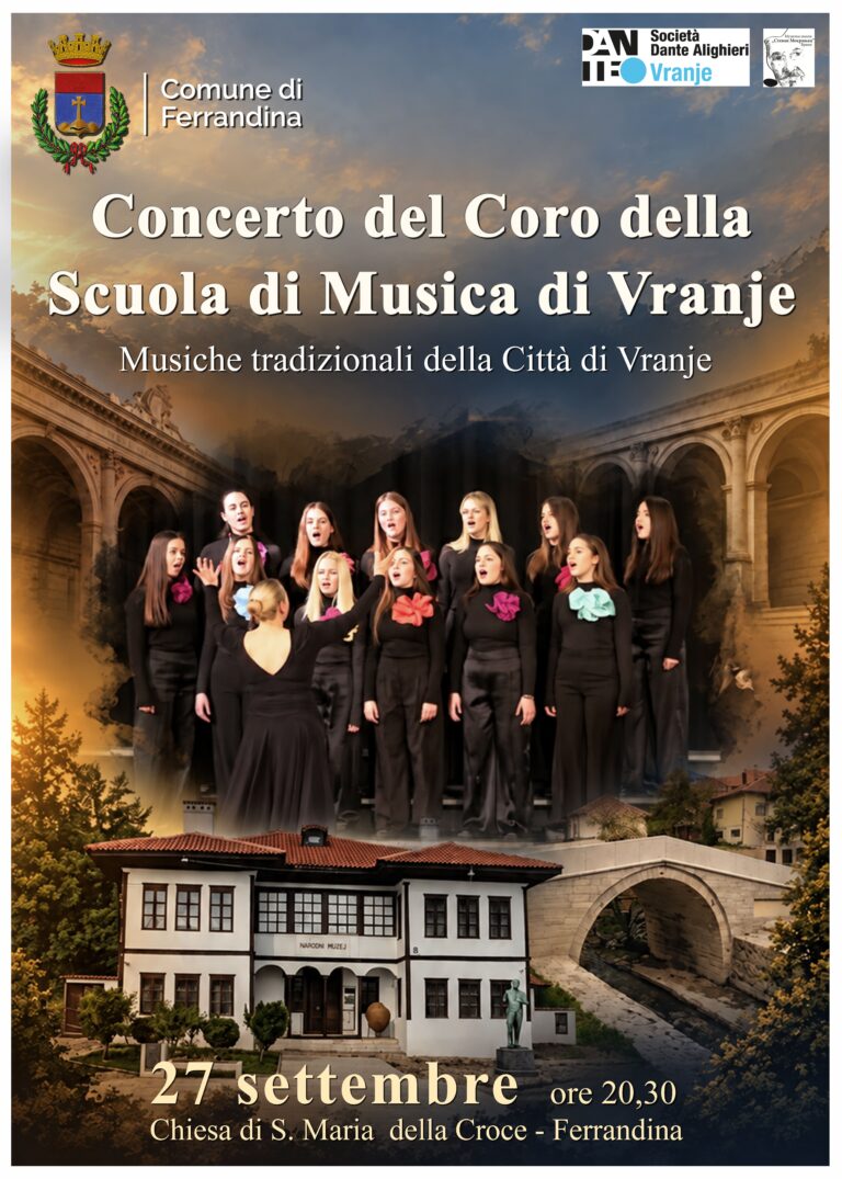 FERRANDINA, IL CUORE MUSICALE DEI BALCANI ARRIVA IN CITTÀ CON IL CORO DELLA SCUOLA DI MUSICA DI VRANJE